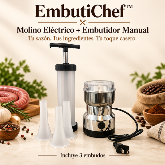 EmbutiChef™ Combo Molino Eléctrico + Embutidor Manual